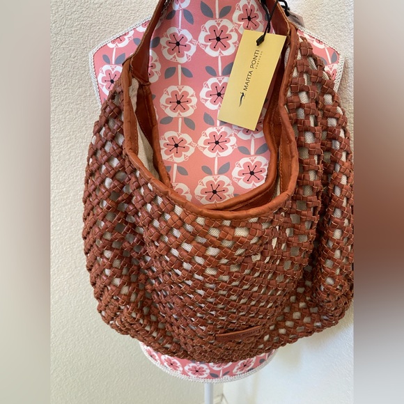 Marta Ponti Handbags - Marta Ponti Brown leather and canvas Woven Women's Bag NWT